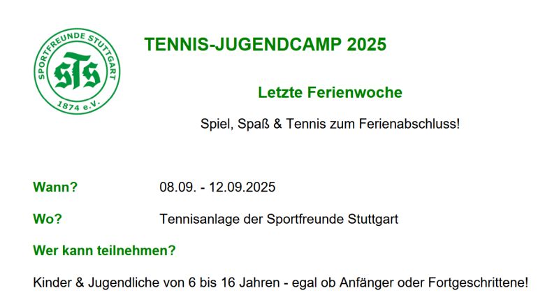 Tennis Jugendcamp 2025-2