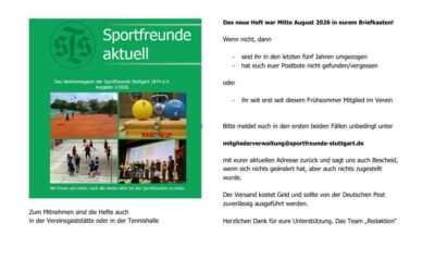 Sportfreunde Aktuell ist da